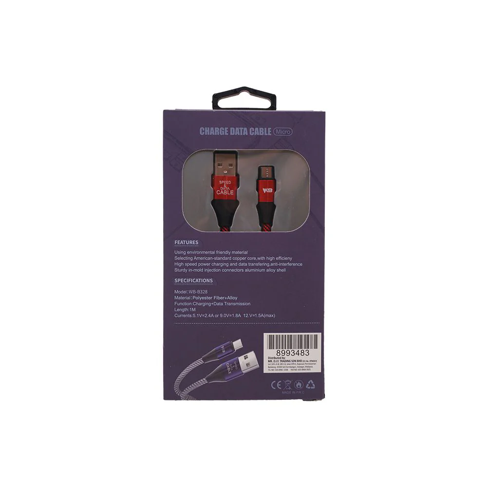 WB Fast Charging Micro-USB Data Cable 2.4A (1m) - Image 2