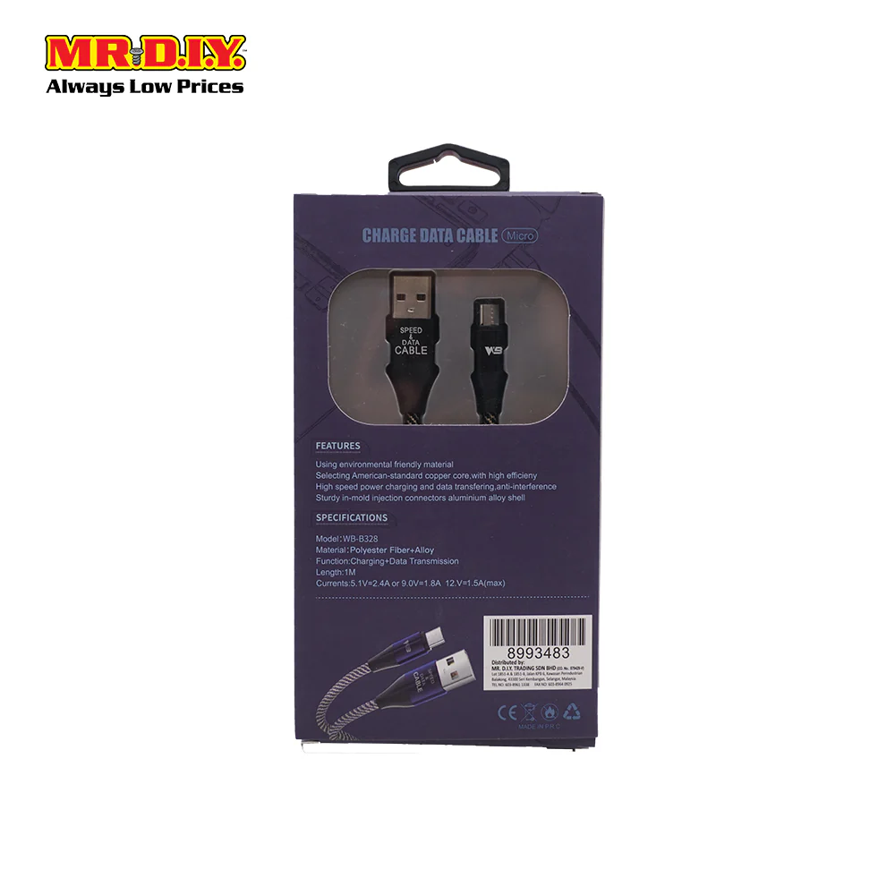 WB Fast Charging Micro-USB Data Cable 2.4A (1m) - Image 6