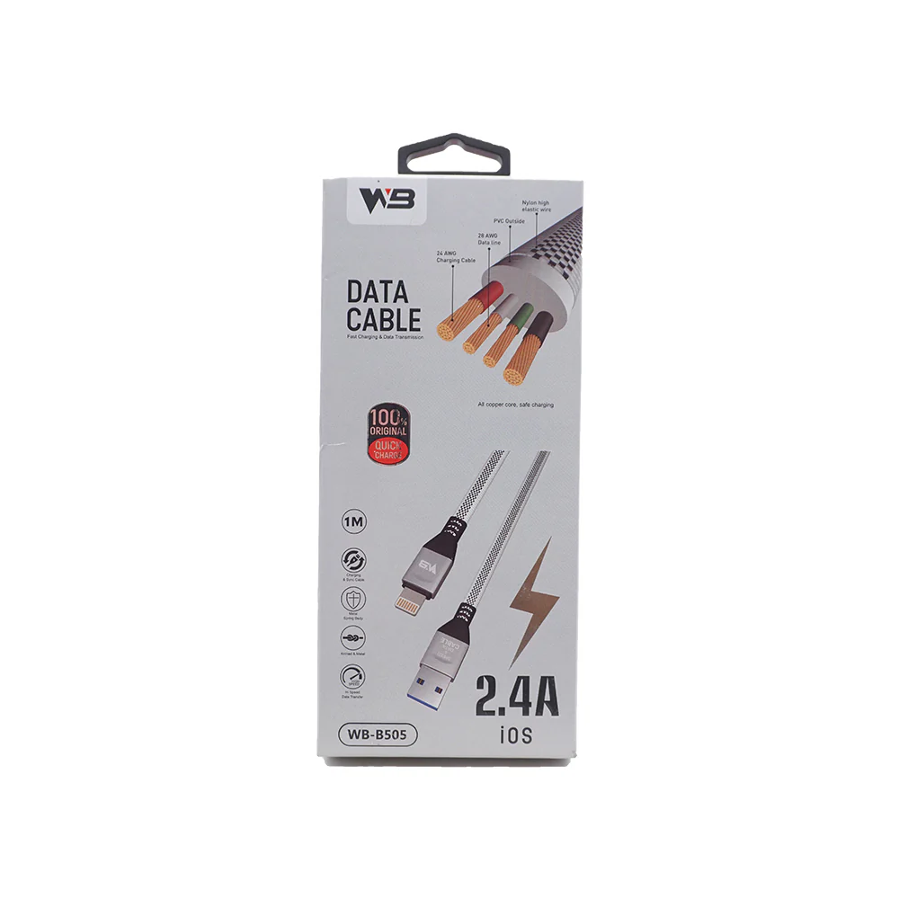 WB Fast Charging Lightning Data Cable 2.4A (1m) - Image 2