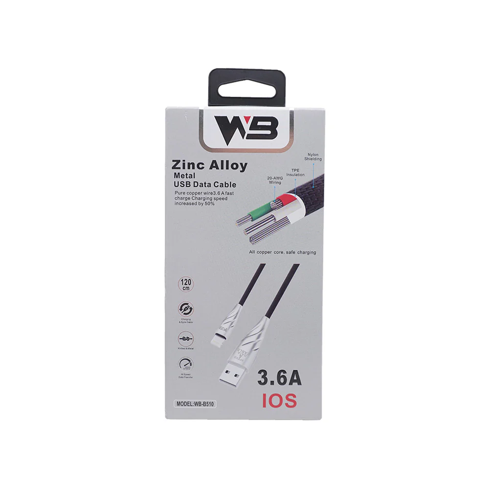 WB WB-B510 Fast Charging Lightning Data Cable 3.6A (1.2m) - Image 2