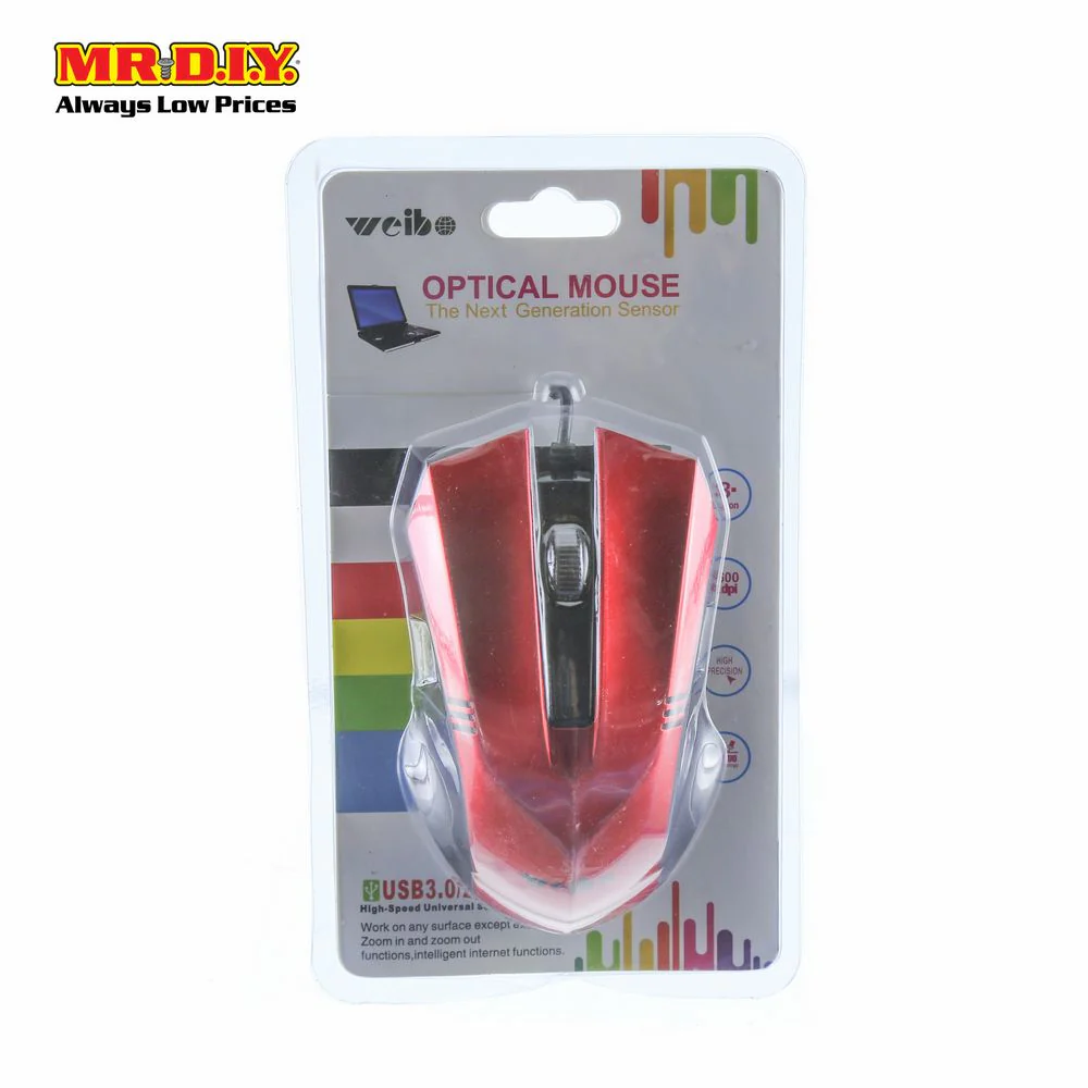 WEIBO Red Colour Gaming Optical Mouse - Image 2