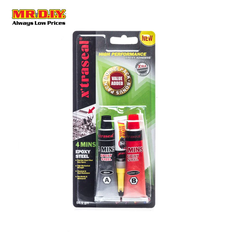 X'TRASEAL 4 Minutes Epoxy Steel Adhesive Set (3pcs) - Image 2